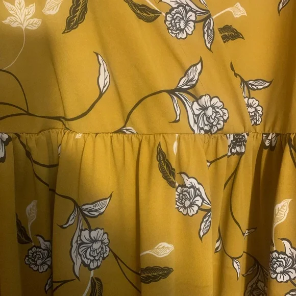 Eloquii Elements Floral Mustard Yellow Faux Wrap Dress Size 18/20 NWOT So pretty - Picture 5 of 10